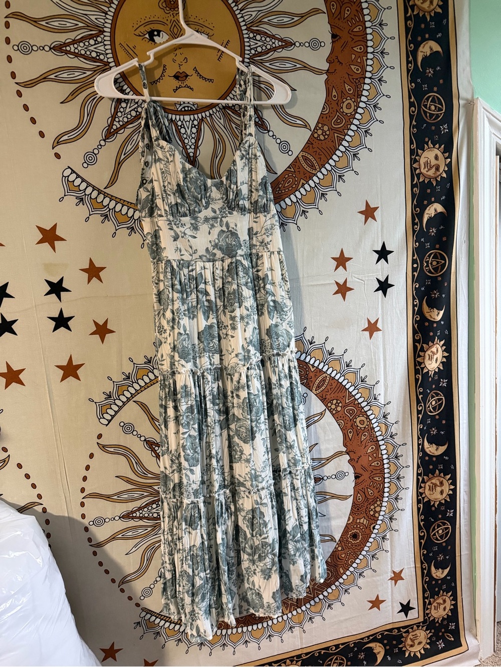 Trixxi Cream Maxi Dress with Sage Floral Print